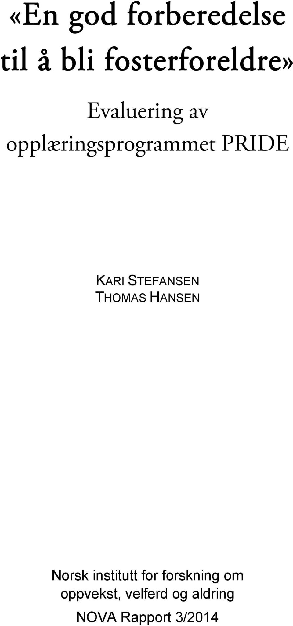 STEFANSEN THOMAS HANSEN Norsk institutt for