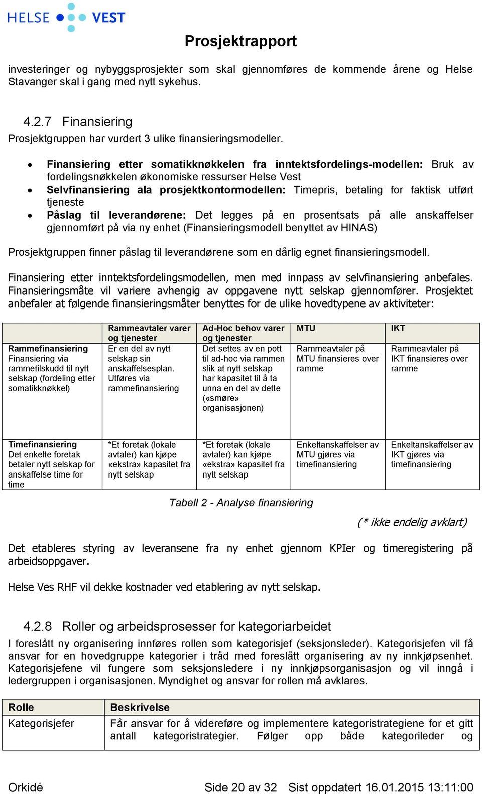 Finansiering etter somatikknøkkelen fra inntektsfordelings-modellen: Bruk av fordelingsnøkkelen økonomiske ressurser Helse Vest Selvfinansiering ala prosjektkontormodellen: Timepris, betaling for