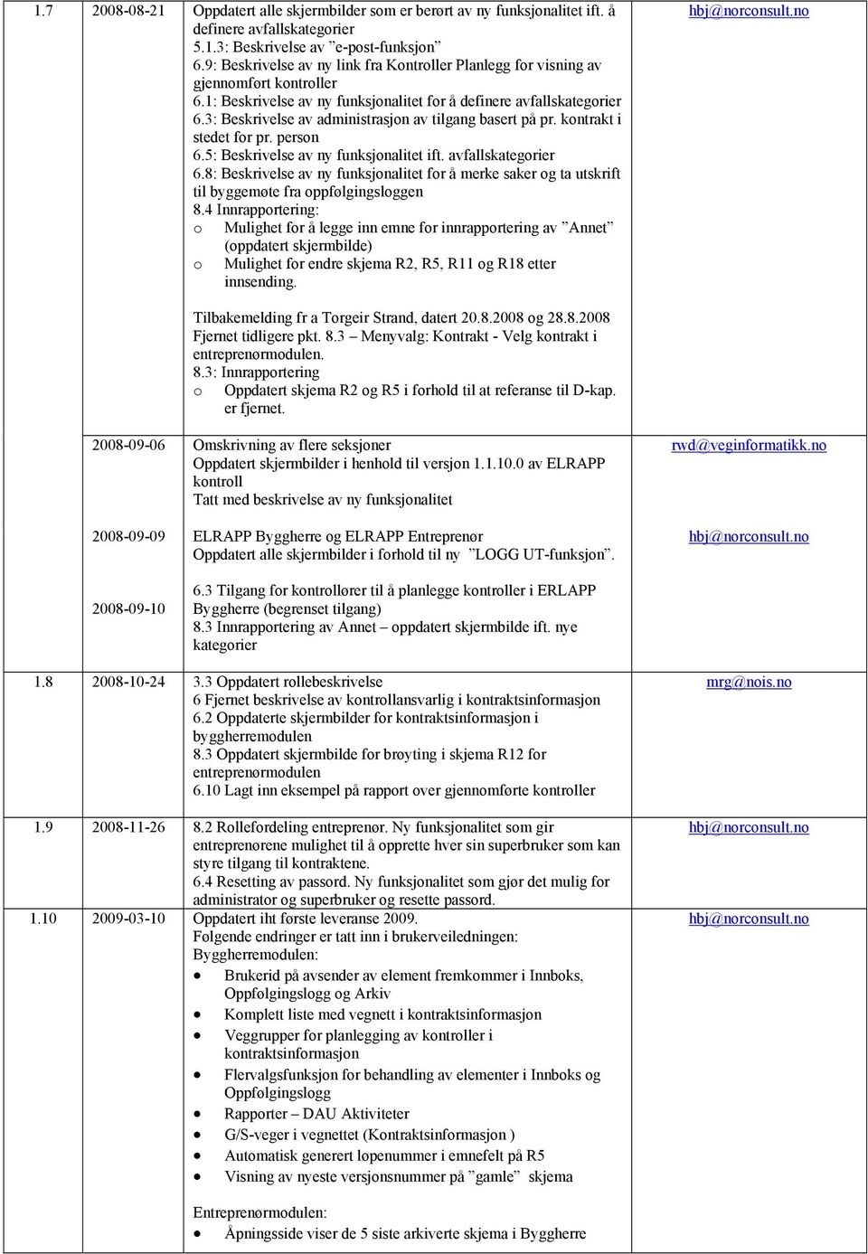 3: Beskrivelse av administrasjon av tilgang basert på pr. kontrakt i stedet for pr. person 6.5: Beskrivelse av ny funksjonalitet ift. avfallskategorier 6.