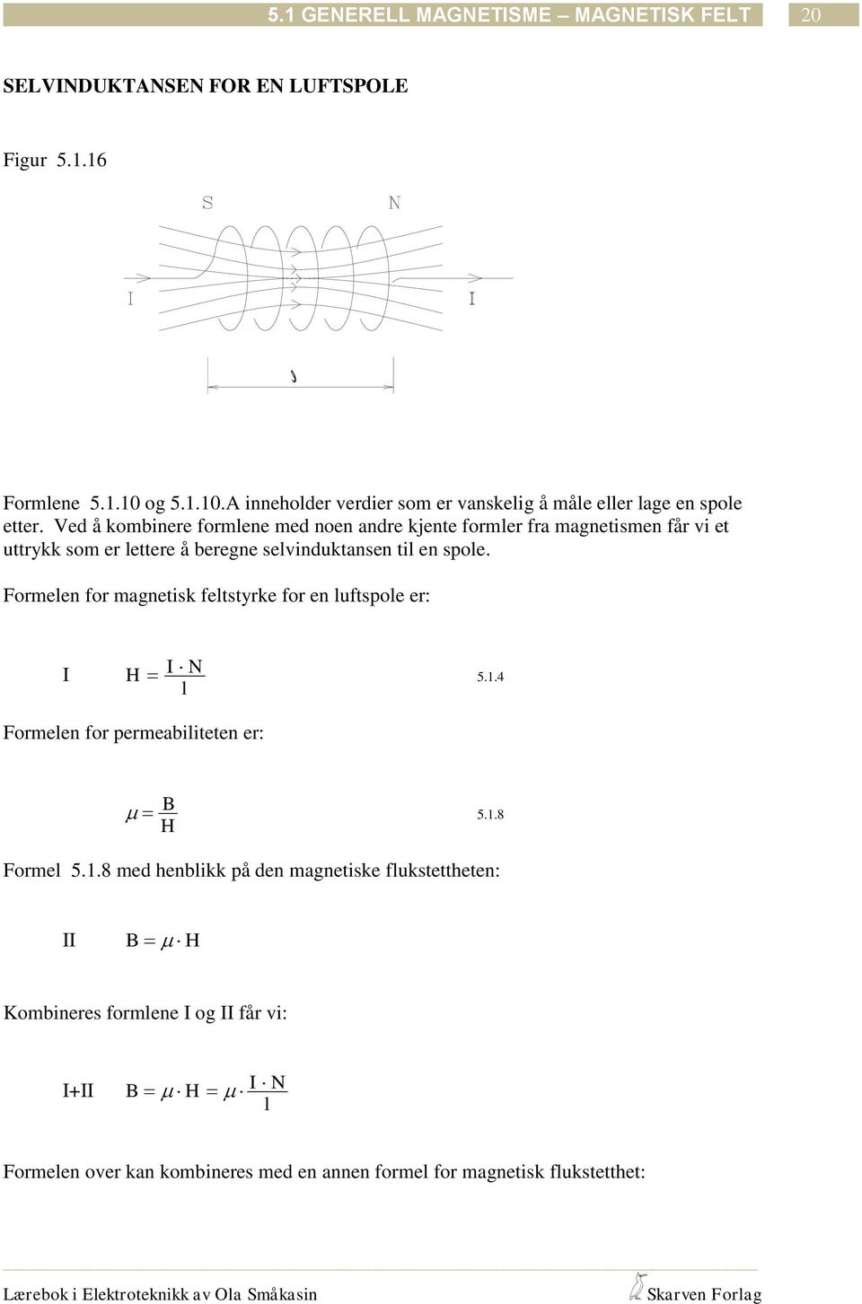 spoe. Formeen for magnetisk fetstyrke for en uftspoe er: 5.1.