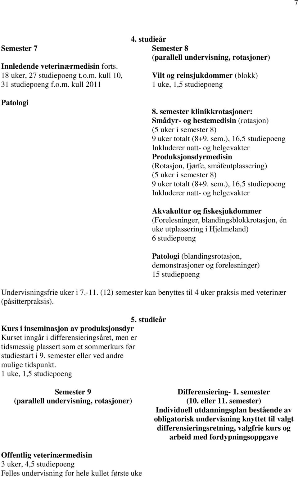 ster 8) 9 uker totalt (8+9. sem.