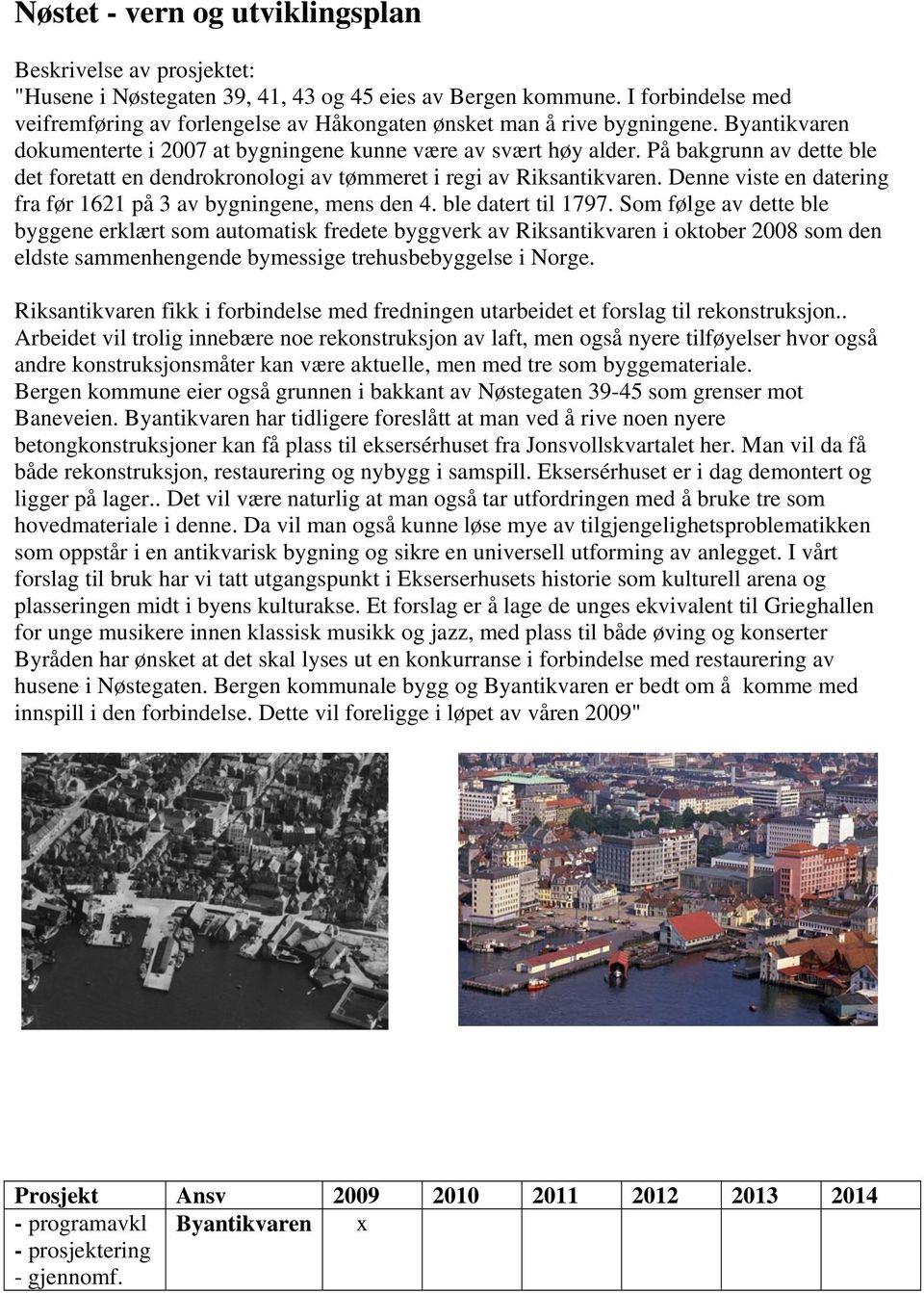 På bakgrunn av dette ble det foretatt en dendrokronologi av tømmeret i regi av Riksantikvaren. Denne viste en datering fra før 1621 på 3 av bygningene, mens den 4. ble datert til 1797.