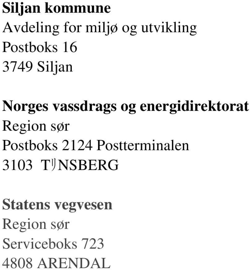 energidirektorat Region sør Postboks 2124