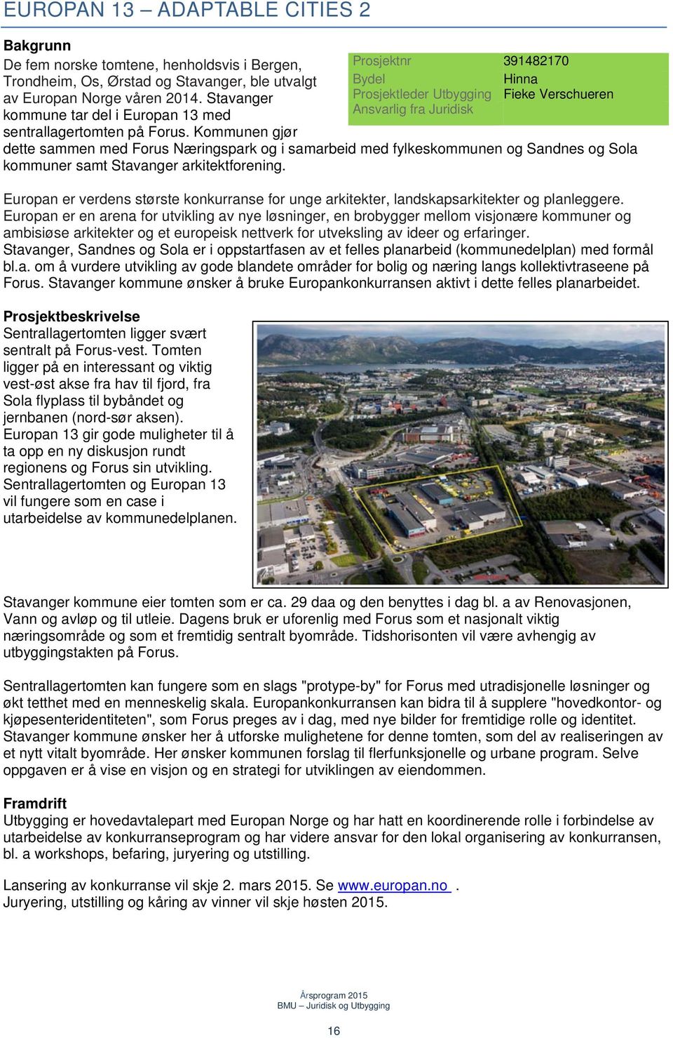 Kommunen gjør dette sammen med Forus Næringspark og i samarbeid med fylkeskommunen og Sandnes og Sola kommuner samt Stavanger arkitektforening.