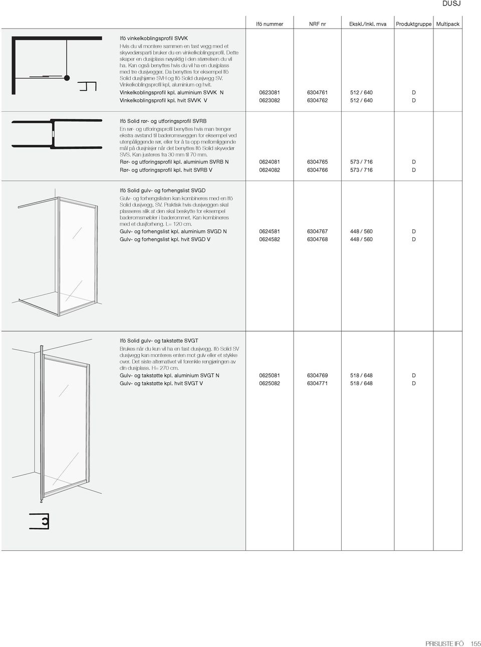 Vinkelkoblingsprofil kpl. aluminium SVVK N 0623081 6304761 512 / 640 D Vinkelkoblingsprofil kpl.