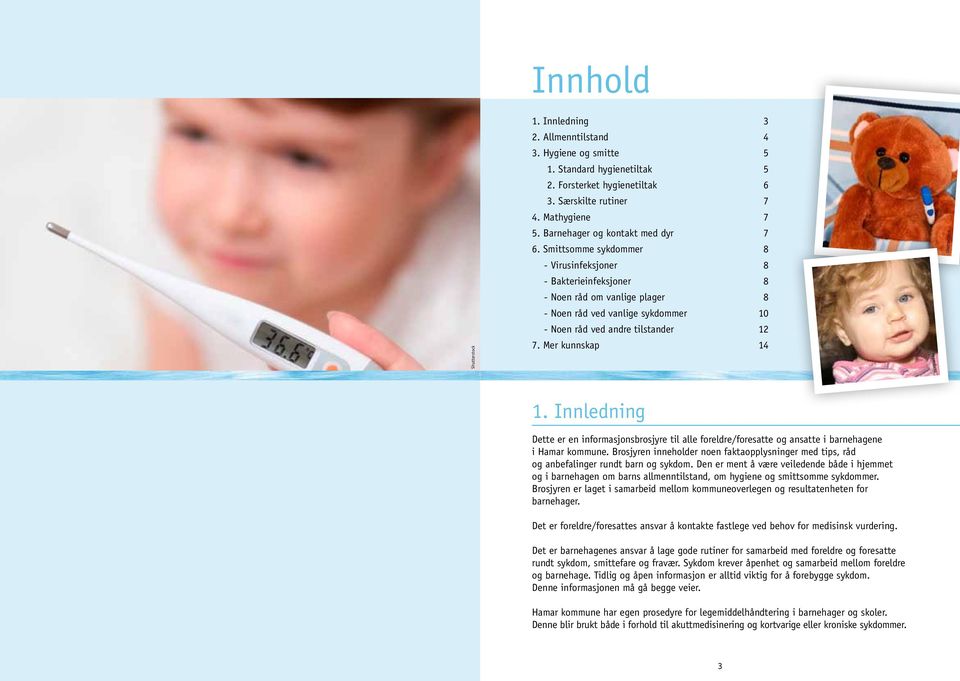 Smittsomme sykdommer 8 - Virusinfeksjoner 8 - Bakterieinfeksjoner 8 - Noen råd om vanlige plager 8 - Noen råd ved vanlige sykdommer 10 - Noen råd ved andre tilstander 12 7.