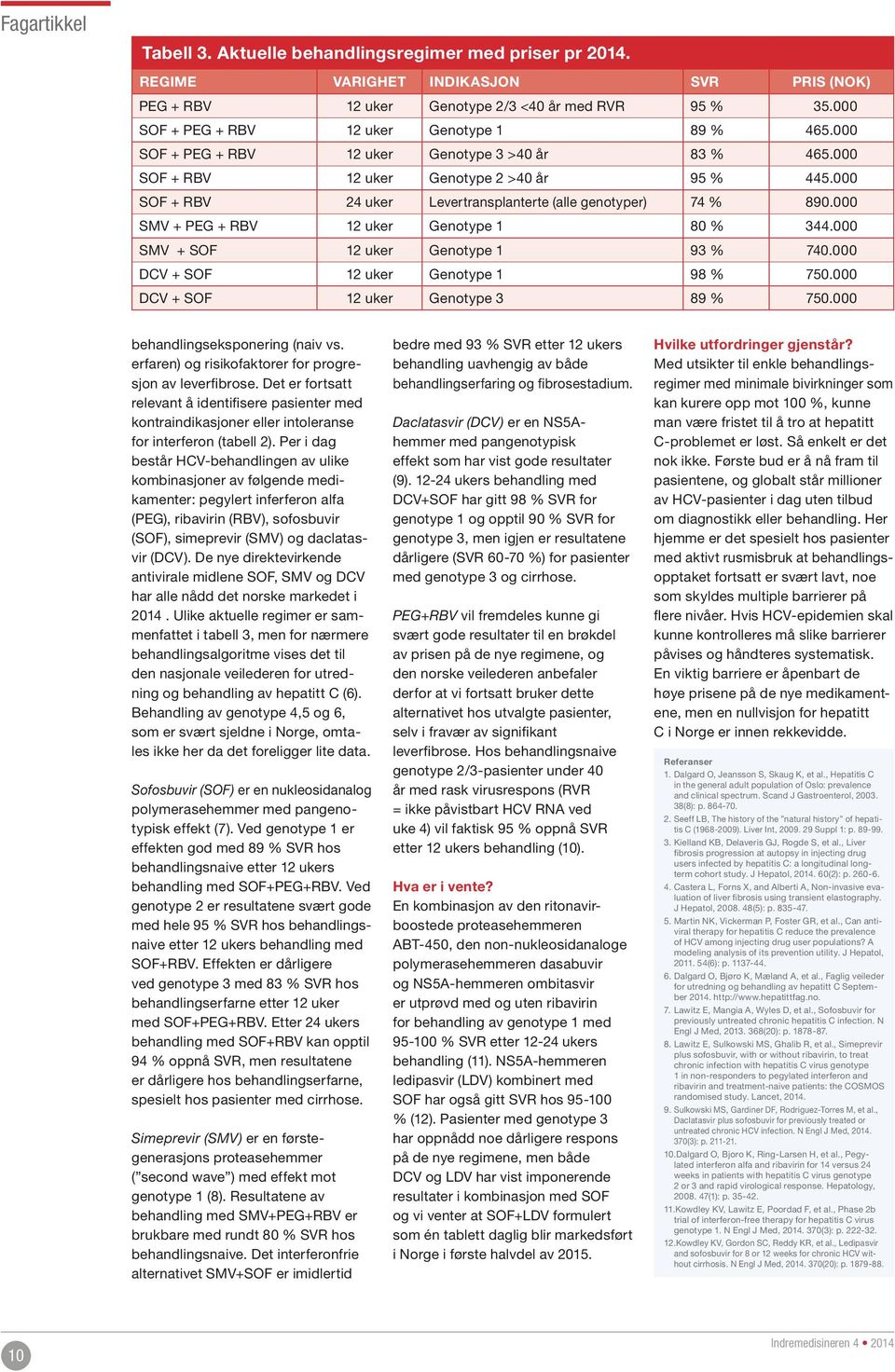 000 SOF + RBV 24 uker Levertransplanterte (alle genotyper) 74 % 890.000 SMV + PEG + RBV 12 uker Genotype 1 80 % 344.000 SMV + SOF 12 uker Genotype 1 93 % 740.000 DCV + SOF 12 uker Genotype 1 98 % 750.