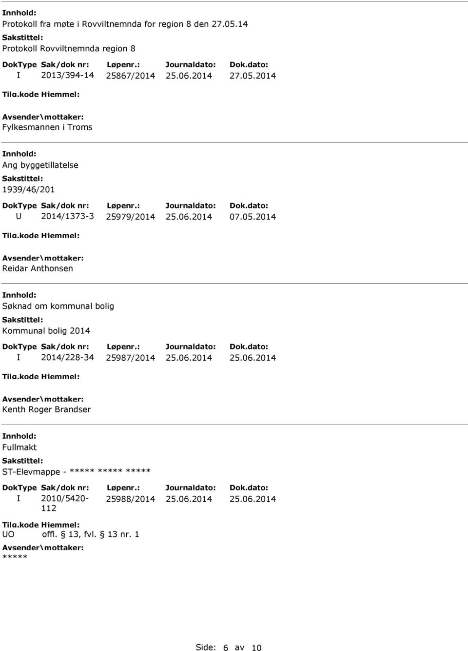 2014 Fylkesmannen i Troms Ang byggetillatelse 1939/46/201 2014/1373-3 25979/2014 07.05.