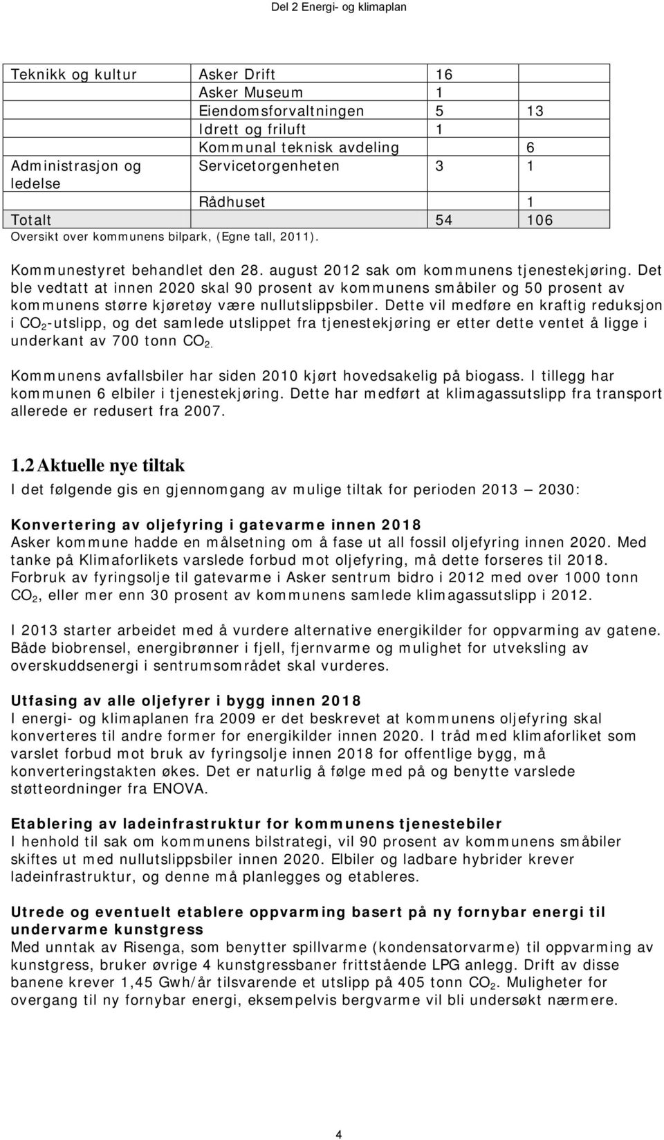 Det ble vedtatt at innen 2020 skal 90 prosent av kommunens småbiler og 50 prosent av kommunens større kjøretøy være nullutslippsbiler.