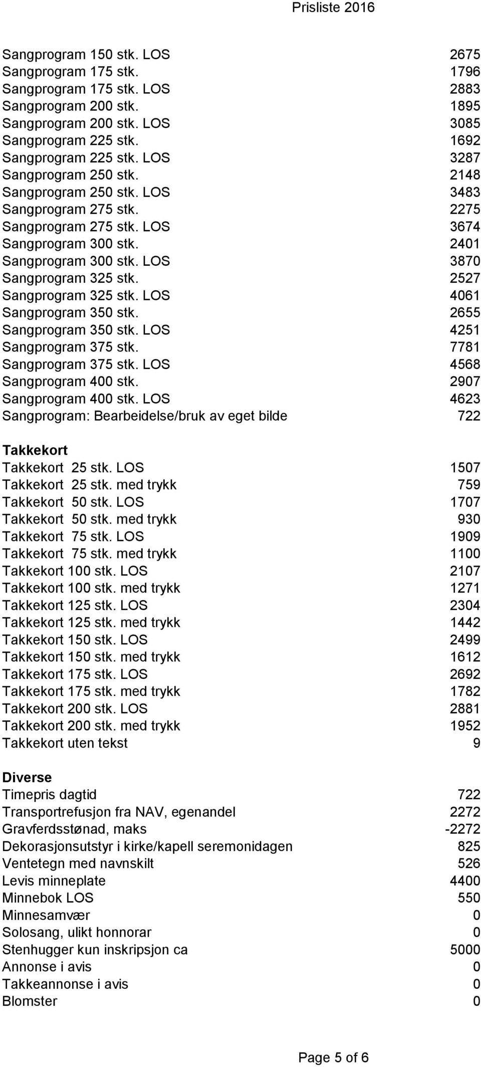 2527 Sangprogram 325 stk. LOS 4061 Sangprogram 350 stk. 2655 Sangprogram 350 stk. LOS 4251 Sangprogram 375 stk. 7781 Sangprogram 375 stk. LOS 4568 Sangprogram 400 stk. 2907 Sangprogram 400 stk.