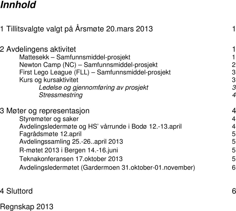 Samfunnsmiddel-prosjekt 3 Kurs og kursaktivitet 3 Ledelse og gjennomføring av prosjekt 3 Stressmestring 4 3 Møter og representasjon 4 Styremøter og saker