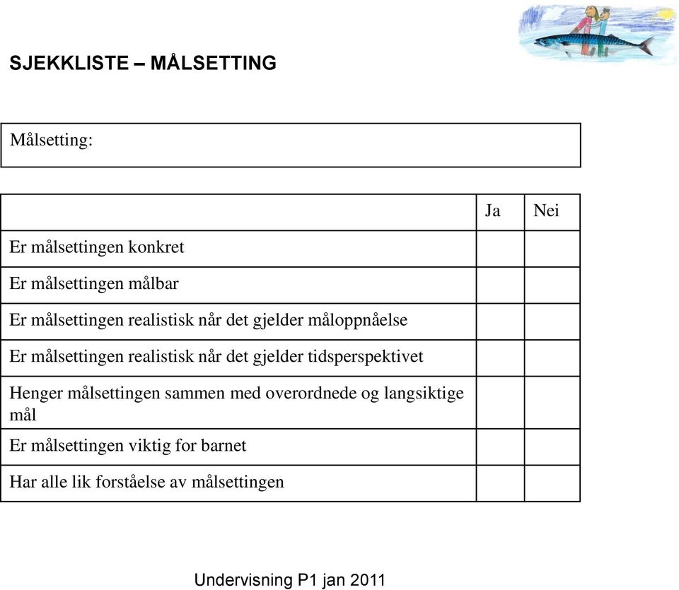 realistisk når det gjelder tidsperspektivet Henger målsettingen sammen med