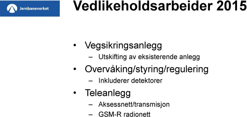 Overvåking/styring/regulering Inkluderer