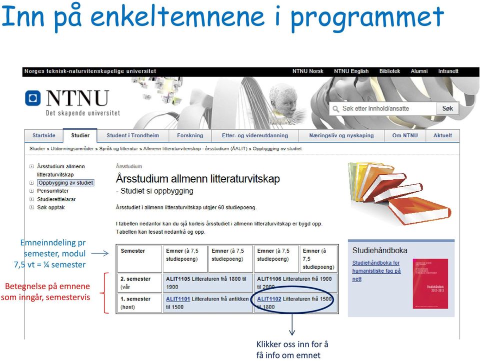 ¼ semester Betegnelse på emnene som