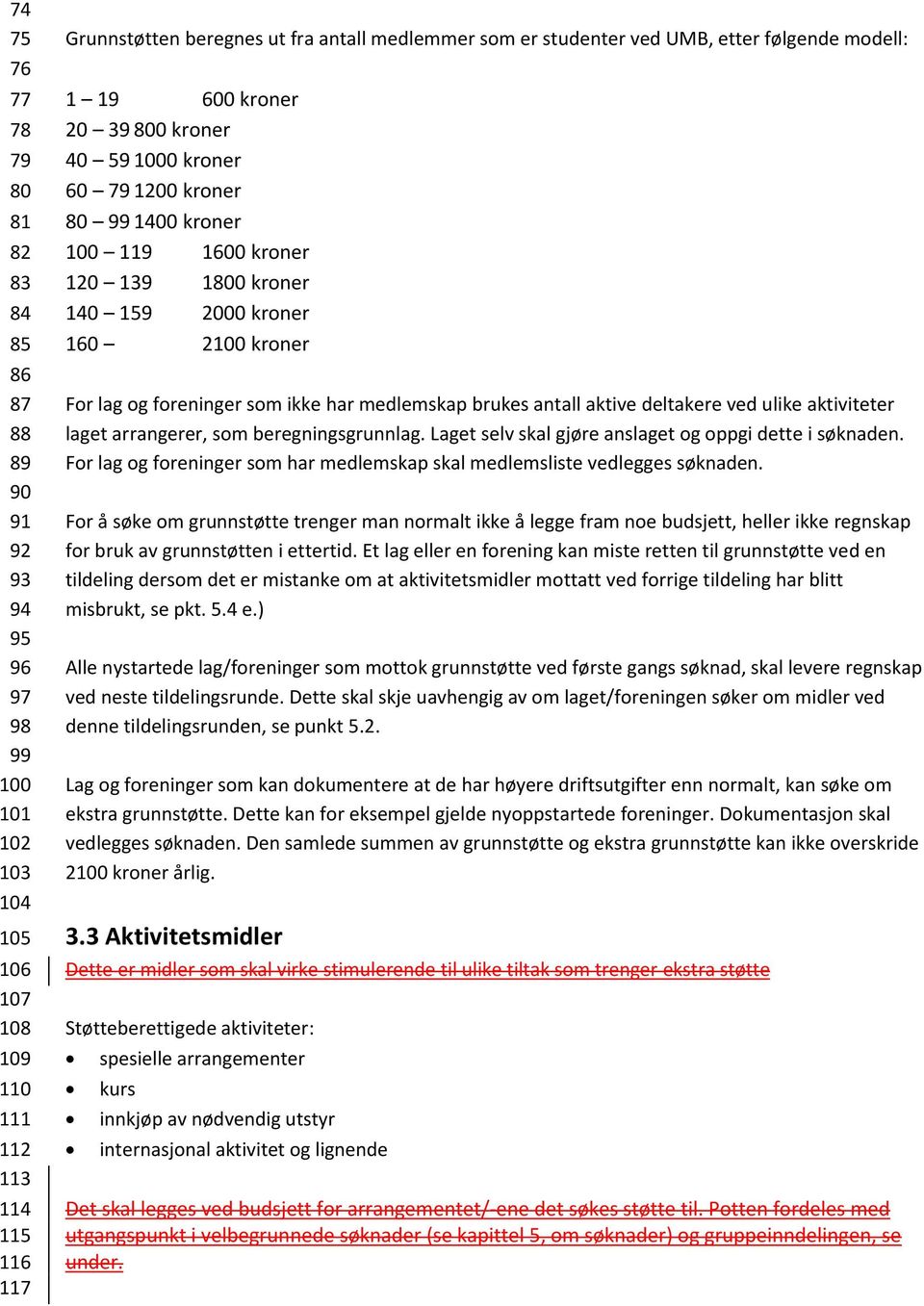 2100 kroner For lag og foreninger som ikke har medlemskap brukes antall aktive deltakere ved ulike aktiviteter laget arrangerer, som beregningsgrunnlag.