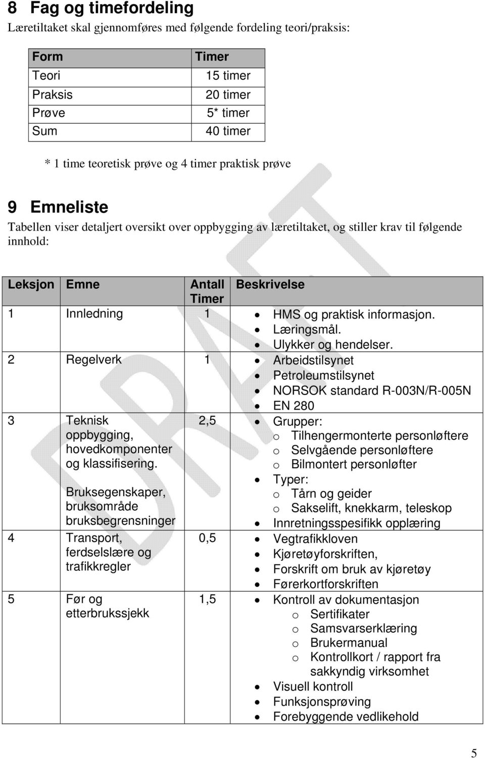 praktisk informasjon. Læringsmål. Ulykker og hendelser. 2 Regelverk 1 Arbeidstilsynet Petroleumstilsynet NORSOK standard R-003N/R-005N EN 280 3 Teknisk oppbygging, hovedkomponenter og klassifisering.