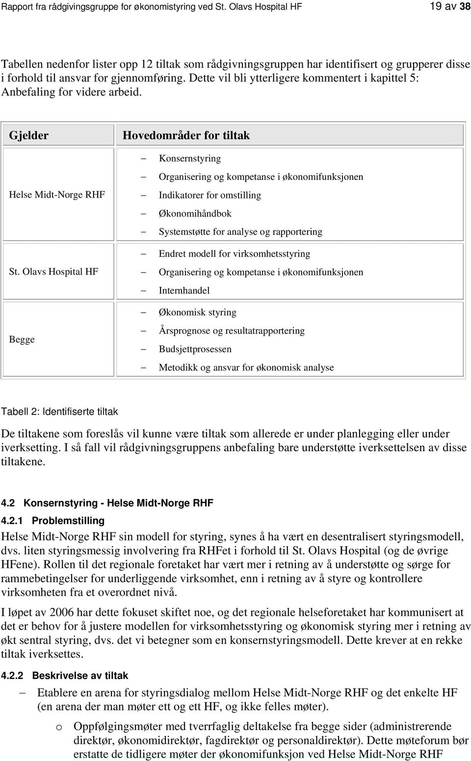 Dette vil bli ytterligere kmmentert i kapittel 5: Anbefaling fr videre arbeid. Gjelder Hvedmråder fr tiltak Helse Midt-Nrge RHF St.