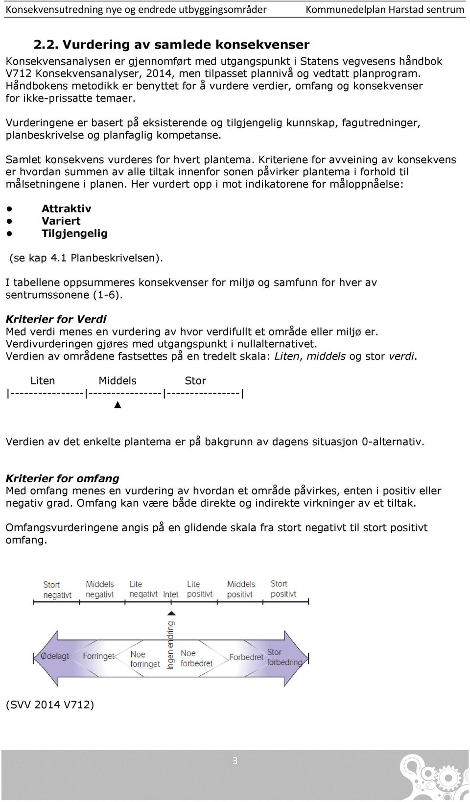 Vurderingene er basert på eksisterende og tilgjengelig kunnskap, fagutredninger, planbeskrivelse og planfaglig kompetanse. Samlet konsekvens vurderes for hvert plantema.