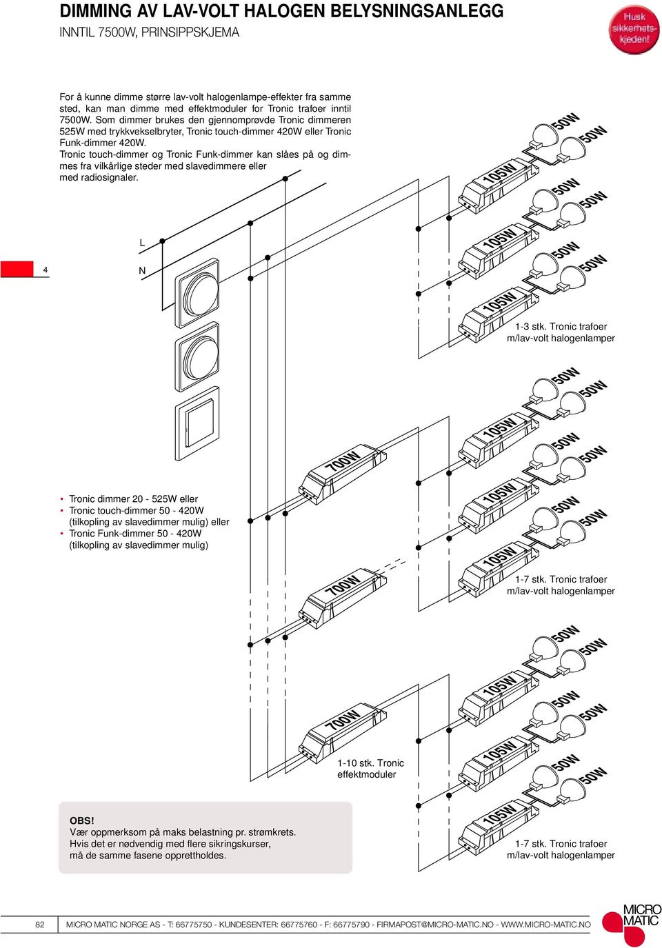 Tronic touch-dimmer og Tronic Funk-dimmer kan slåes på og dimmes fra vilkårlige steder med slavedimmere eller med radiosignaler. L N 1-3 stk.