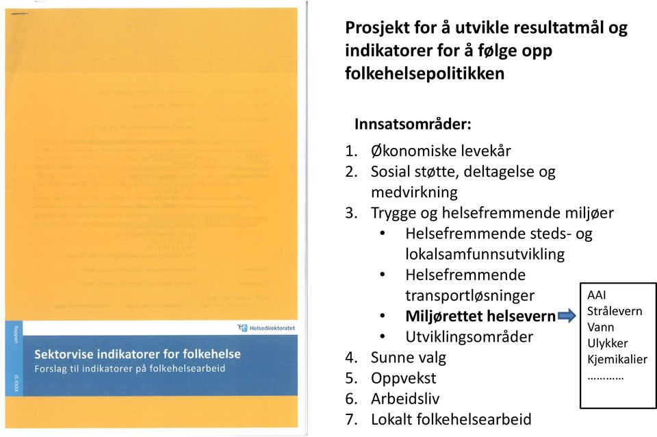 Trygge og helsefremmende miljøer Helsefremmende steds- og lokalsamfunnsutvikling Helsefremmende