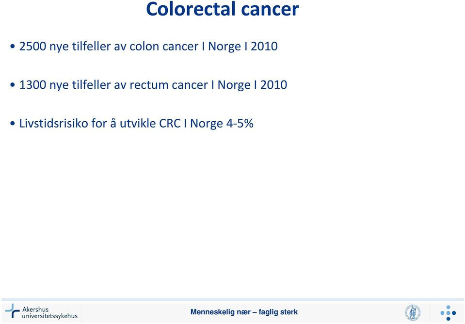 rectum cancer I Norge I 2010 Livstidsrisiko for
