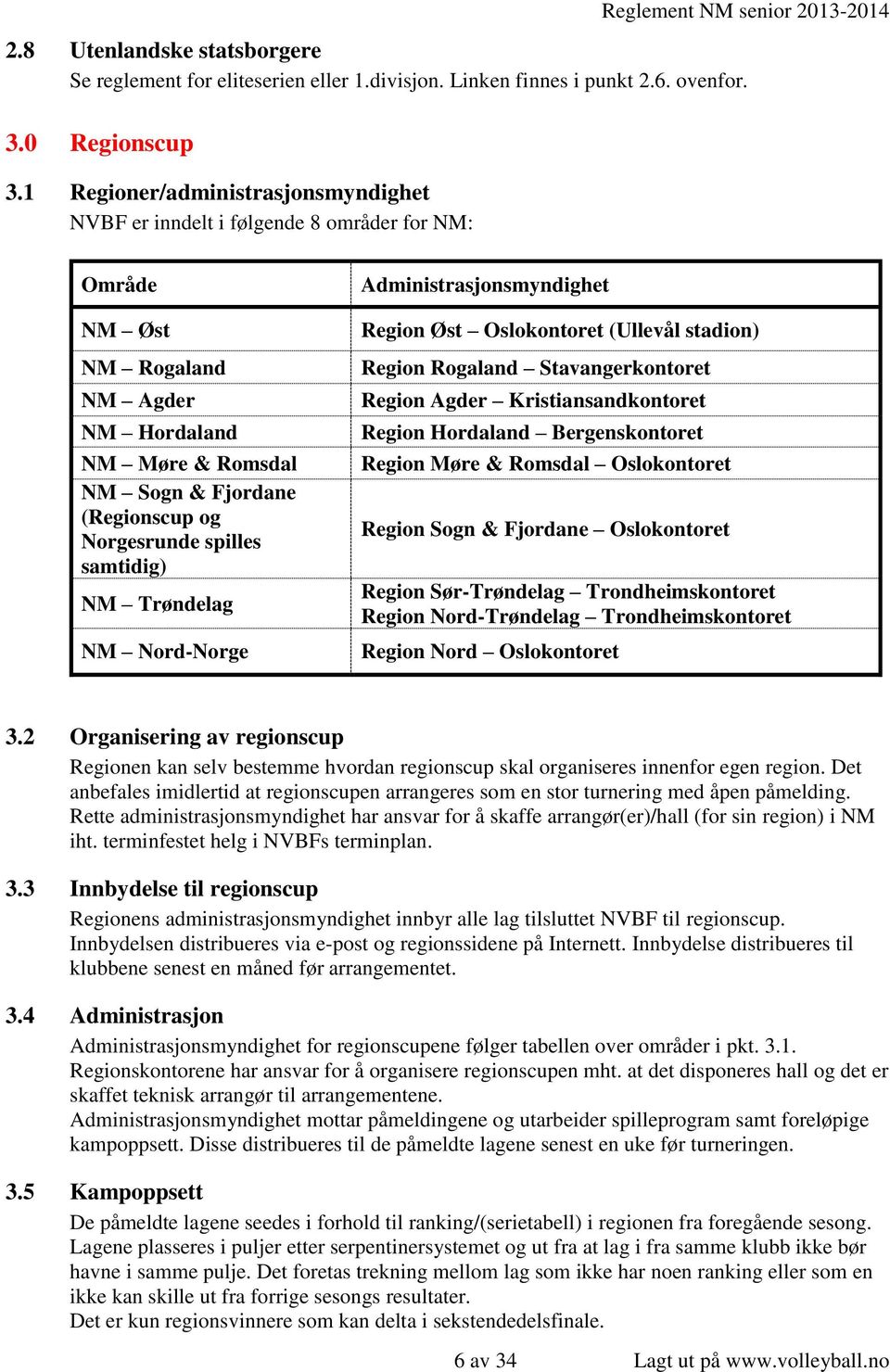 spilles samtidig) NM Trøndelag NM Nord-Norge Administrasjonsmyndighet Region Øst Oslokontoret (Ullevål stadion) Region Rogaland Stavangerkontoret Region Agder Kristiansandkontoret Region Hordaland