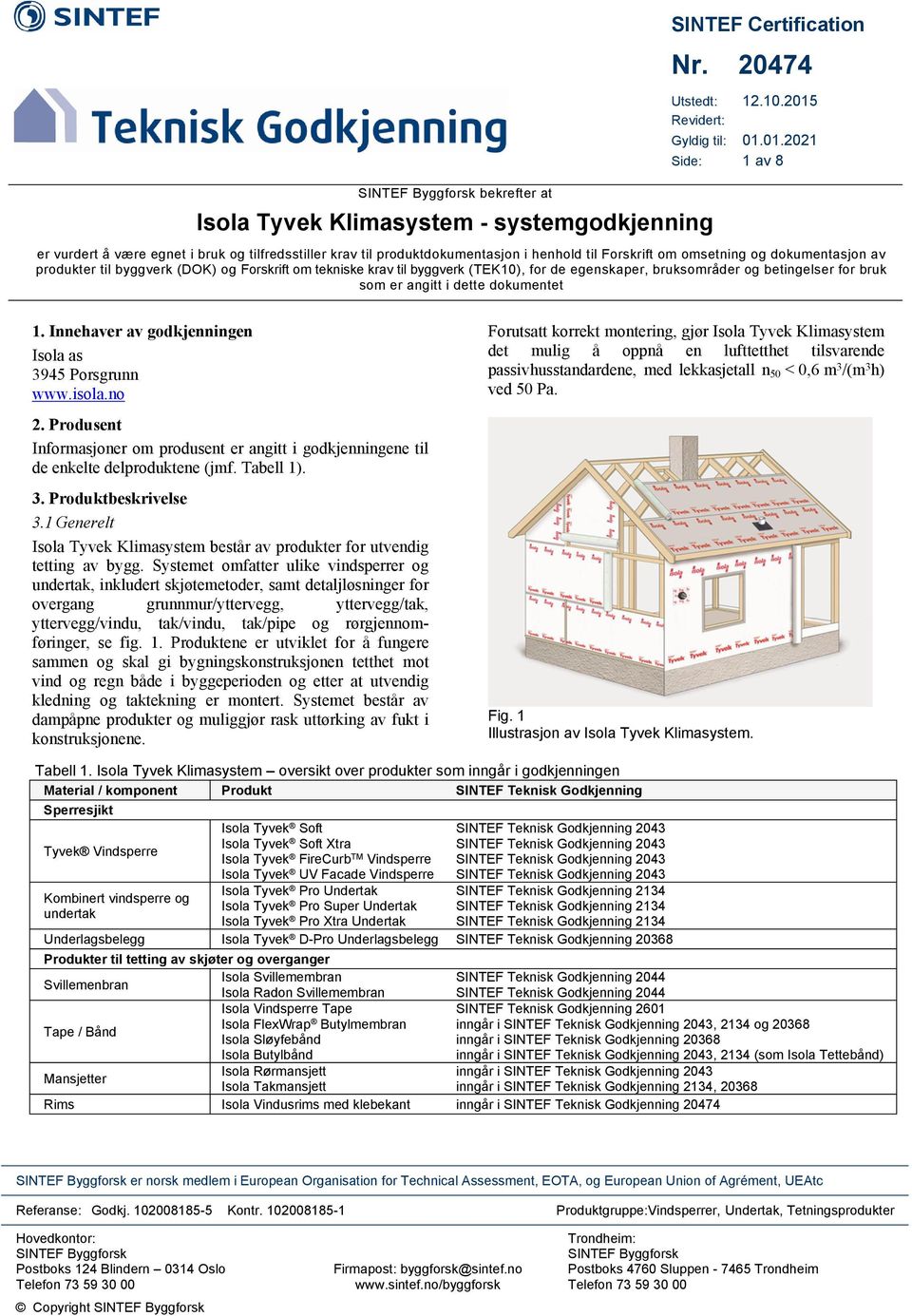 01.2021 Side: 1 av 8 er vurdert å være egnet i bruk og tilfredsstiller krav til produktdokumentasjon i henhold til Forskrift om omsetning og dokumentasjon av produkter til byggverk (DOK) og Forskrift
