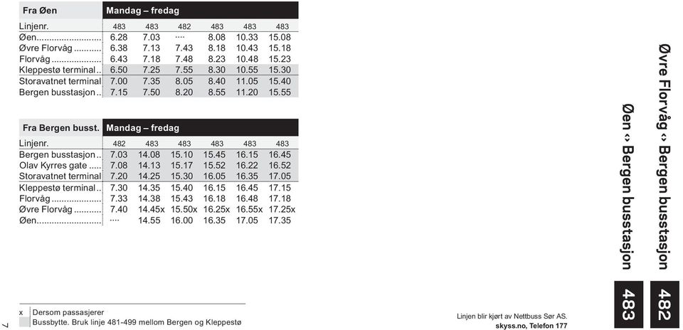 482 483 483 483 483 483 Bergen busstasjon... 7.03 14.08 15.10 15.45 16.15 16.45 Olav Kyrres gate... 7.08 14.13 15.17 15.52 16.22 16.52 Storavatnet terminal 7.20 14.25 15.30 16.05 16.35 17.