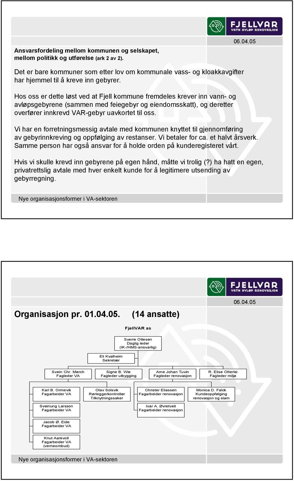 Vi har en forretningsmessig avtale med kommunen knyttet til gjennomføring av gebyrinnkreving og oppfølging av restanser. Vi betaler for ca. et halvt årsverk.