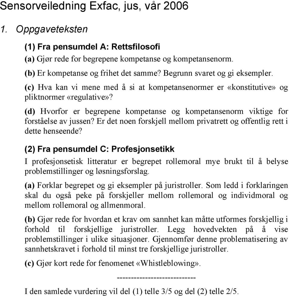 (d) Hvorfor er begrepene kompetanse og kompetansenorm viktige for forståelse av jussen? Er det noen forskjell mellom privatrett og offentlig rett i dette henseende?