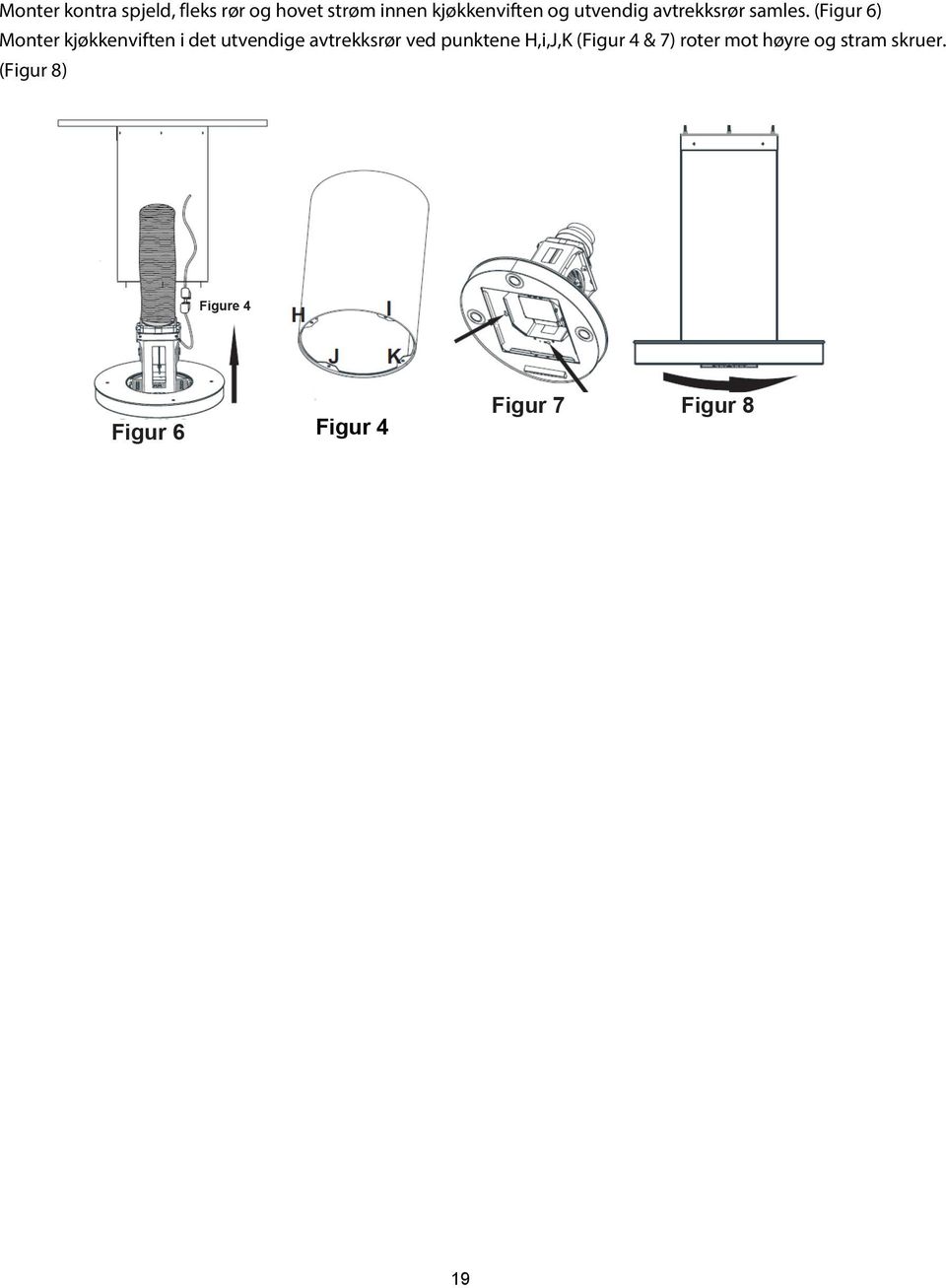 (Figur 6) Monter kjøkkenviften i det utvendige avtrekksrør