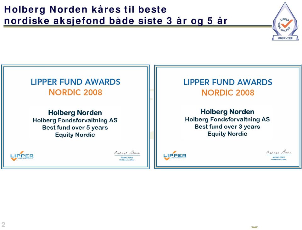 AS Best fund over 5 years Equity Nordic Holberg Norden