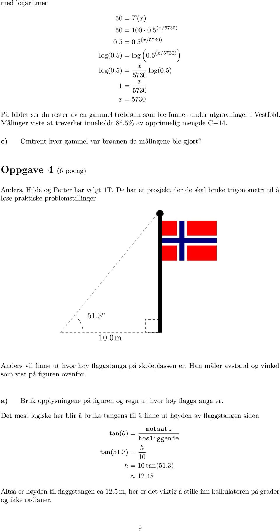c) Omtrent hvor gammel var brønnen da målingene ble gjort? Oppgave 4 (6 poeng) Anders, Hilde og Petter har valgt 1T.