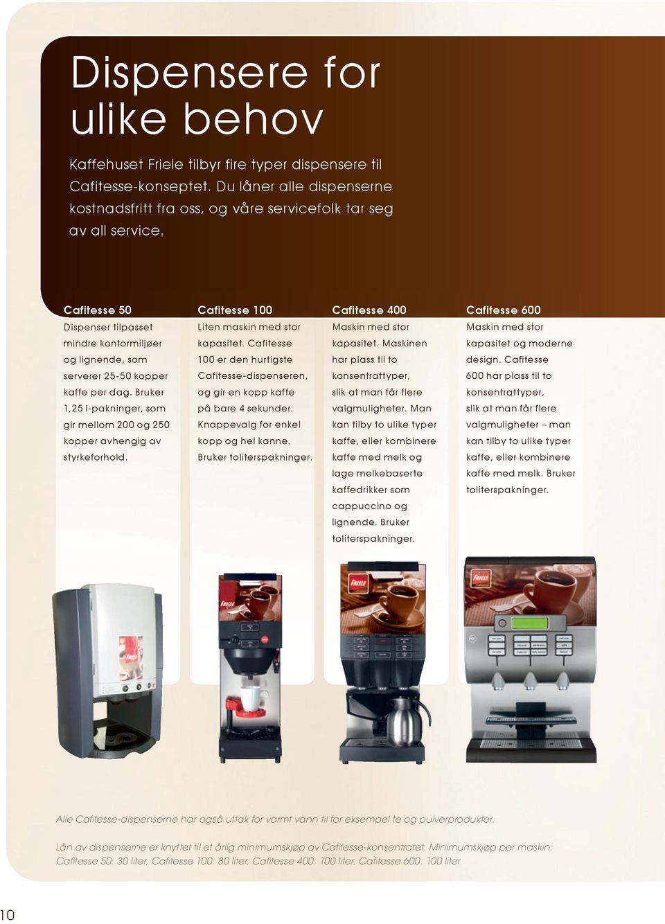 Maskinen kapasitet og moderne og lignende, som 100 er den hurtigste har plass til to design. Cafitesse serverer 25-50 kopper Cafitesse-dispenseren, konsentrattyper, 600 har plass til to kaffe per dag.