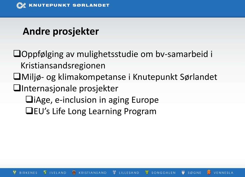 klimakompetanse i Knutepunkt Sørlandet Internasjonale