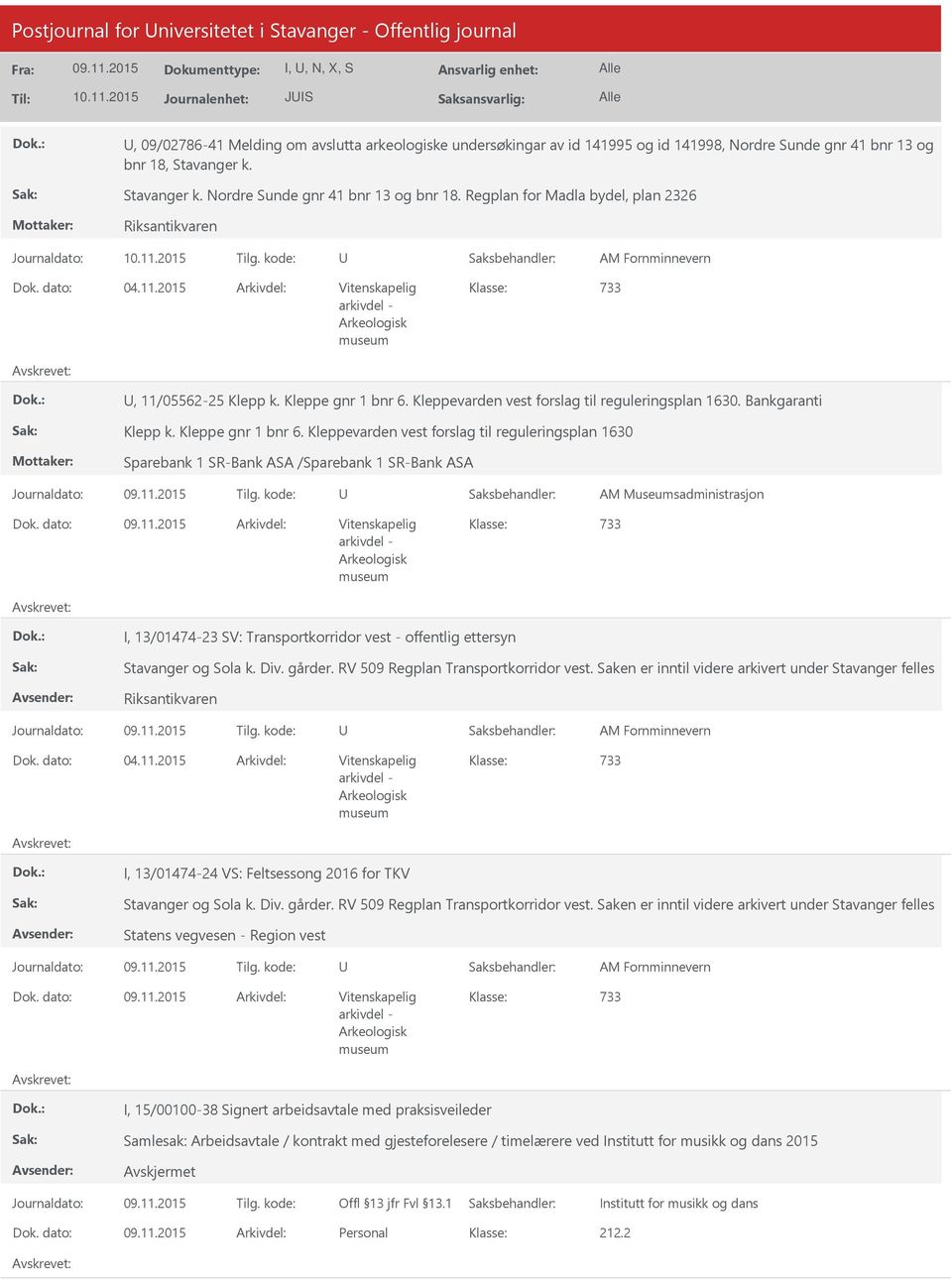 2015 Arkivdel: Vitenskapelig 733 arkivdel - Arkeologisk museum, 11/05562-25 Klepp k. Kleppe gnr 1 bnr 6.