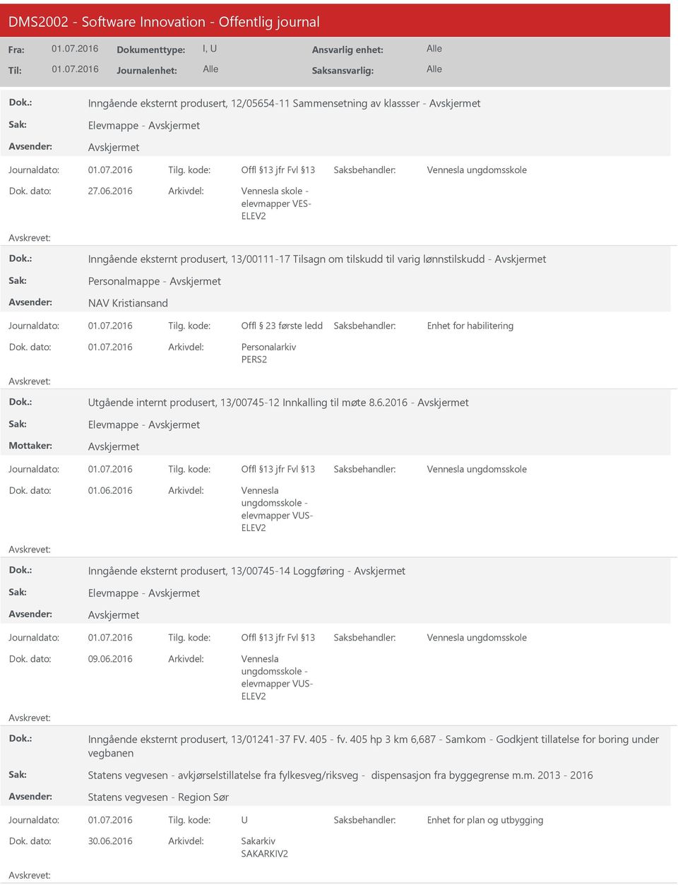 habilitering tgående internt produsert, 13/00745-12 Innkalling til møte 8.6.2016 - Elevmappe - 01.06.