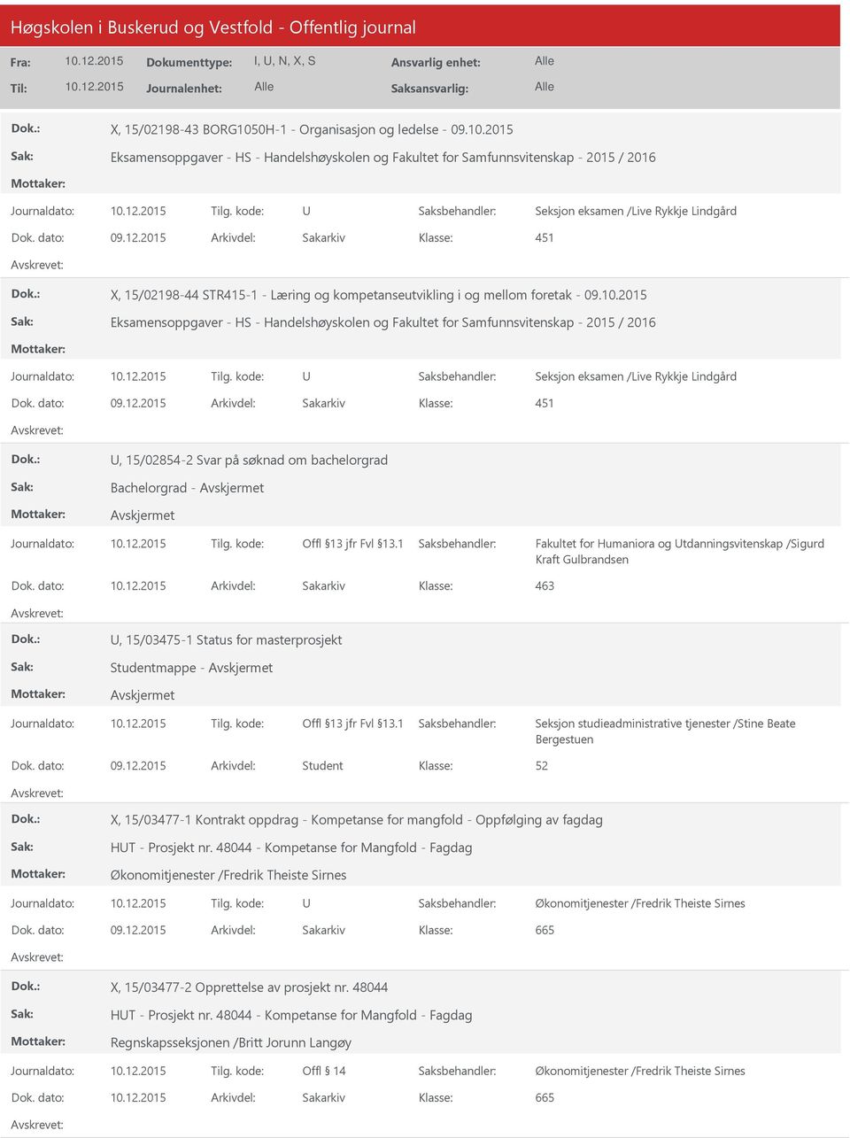 2015 Arkivdel: Student X, 15/03477-1 Kontrakt oppdrag - Kompetanse for mangfold - Oppfølging av fagdag HT - Prosjekt nr.