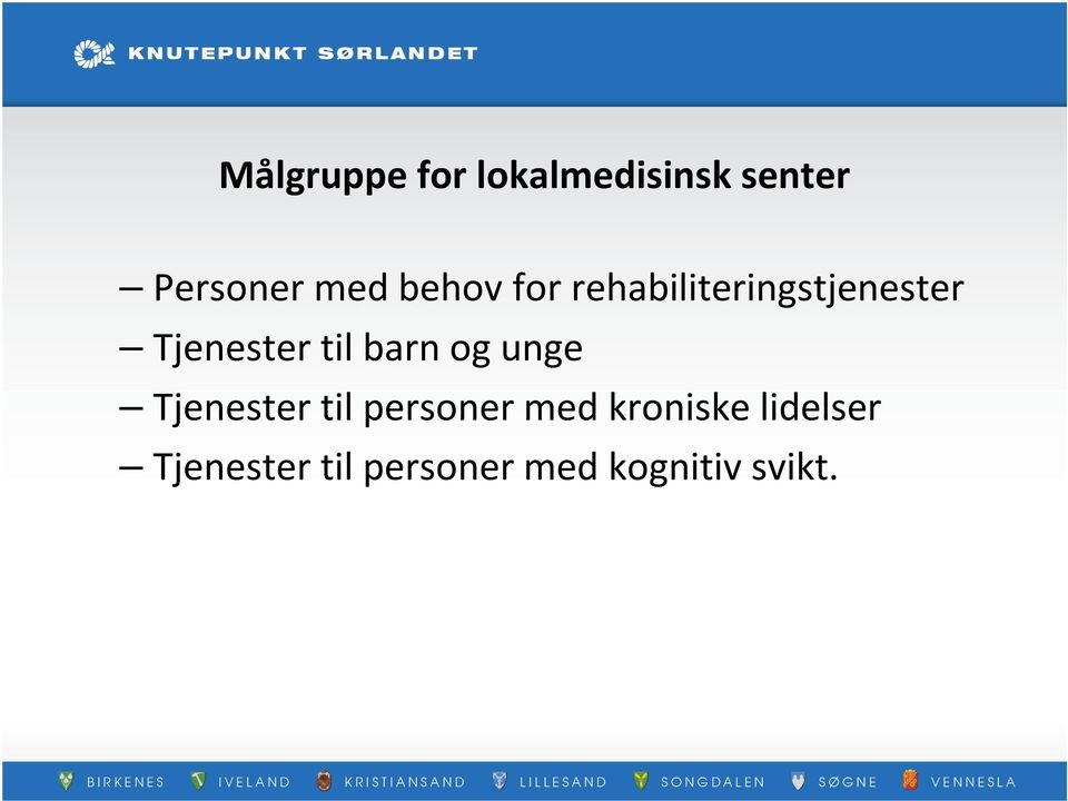 barn og unge Tjenester til personer med kroniske