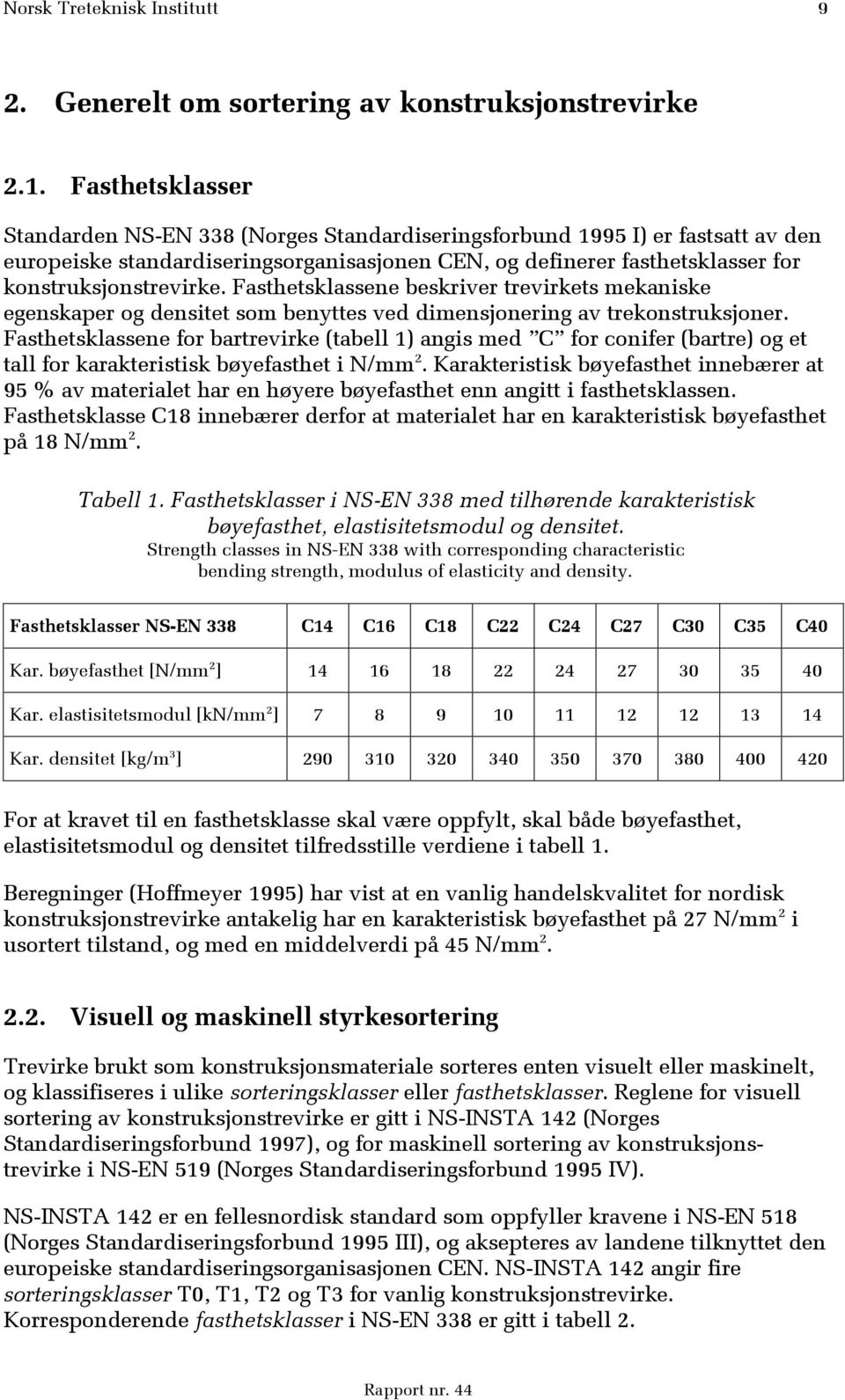 Fasthetsklassene beskriver trevirkets mekaniske egenskaper og densitet som benyttes ved dimensjonering av trekonstruksjoner.