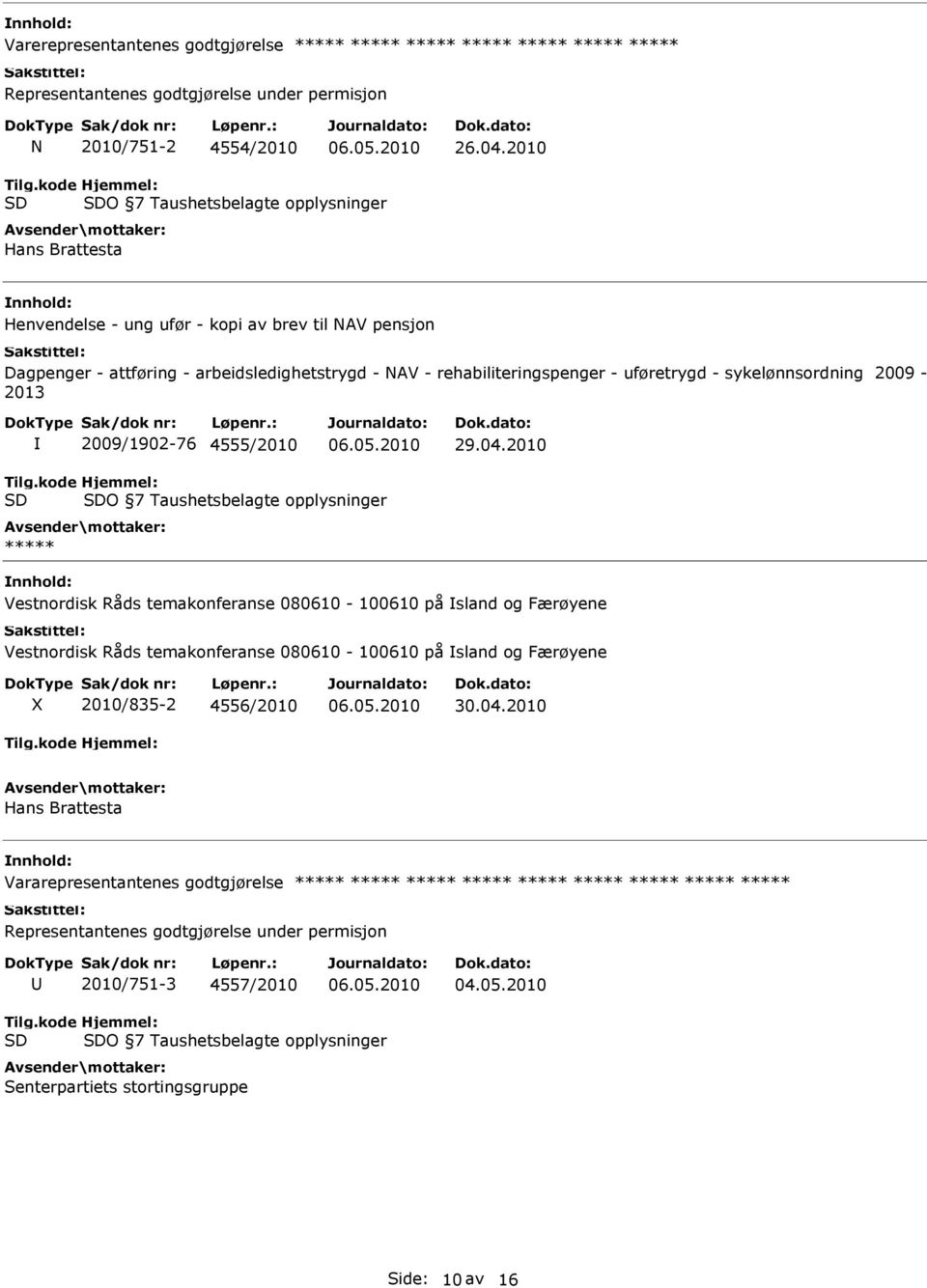 sykelønnsordning 2009-2013 2009/1902-76 4555/2010 29.04.