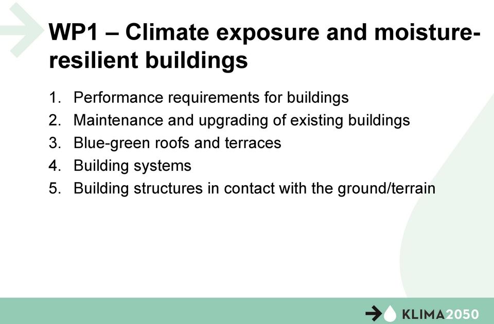 Maintenance and upgrading of existing buildings 3.