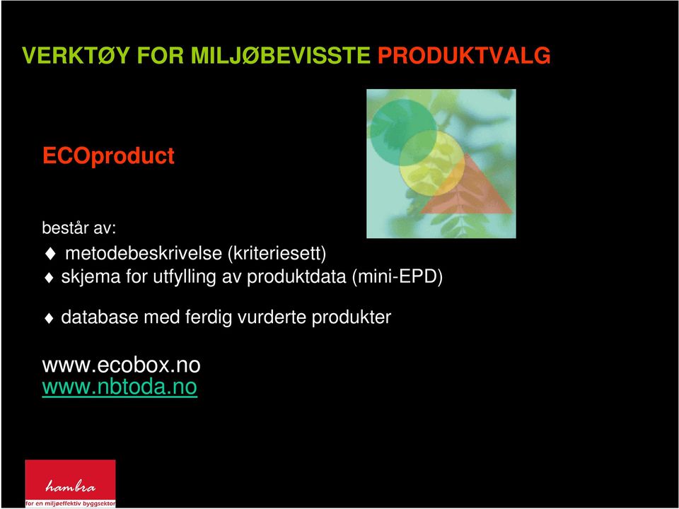 for utfylling av produktdata (mini-epd) database