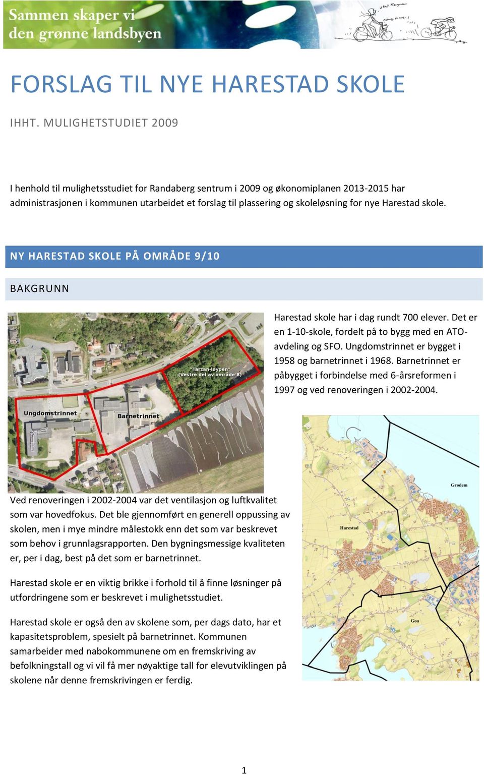 nye Harestad skole. NY HARESTAD SKOLE PÅ OMRÅDE 9/10 BAKGRUNN Harestad skole har i dag rundt 700 elever. Det er en 1-10-skole, fordelt på to bygg med en ATOavdeling og SFO.