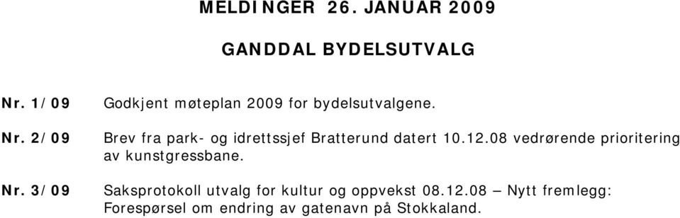 Brev fra park- og idrettssjef Bratterund datert 10.12.