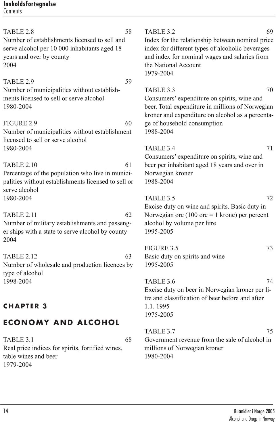 9 60 Number of municipalities without establishment licensed to sell or serve alcohol 1980-2004 TABLE 2.