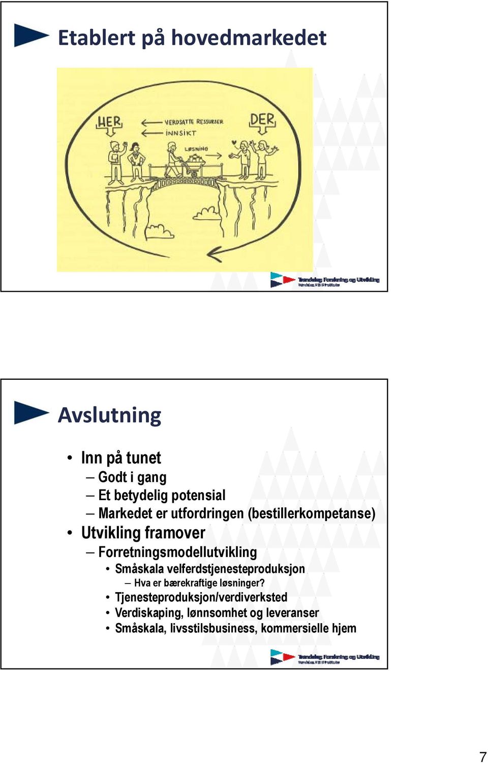 Forretningsmodellutvikling Småskala velferdstjenesteproduksjon Hva er bærekraftige