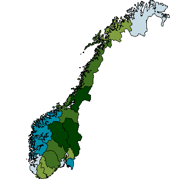 Kystskogen er preget av mange små skogeiere Produktivt skogareal, etter fylke. Dekar.