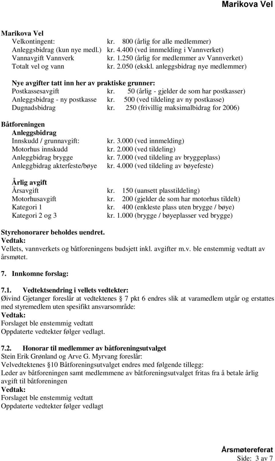 50 (årlig - gjelder de som har postkasser) Anleggsbidrag - ny postkasse kr. 500 (ved tildeling av ny postkasse) Dugnadsbidrag kr.