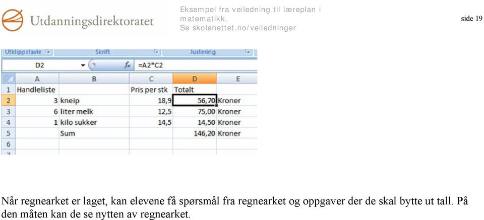 oppgaver der de skal bytte ut tall.